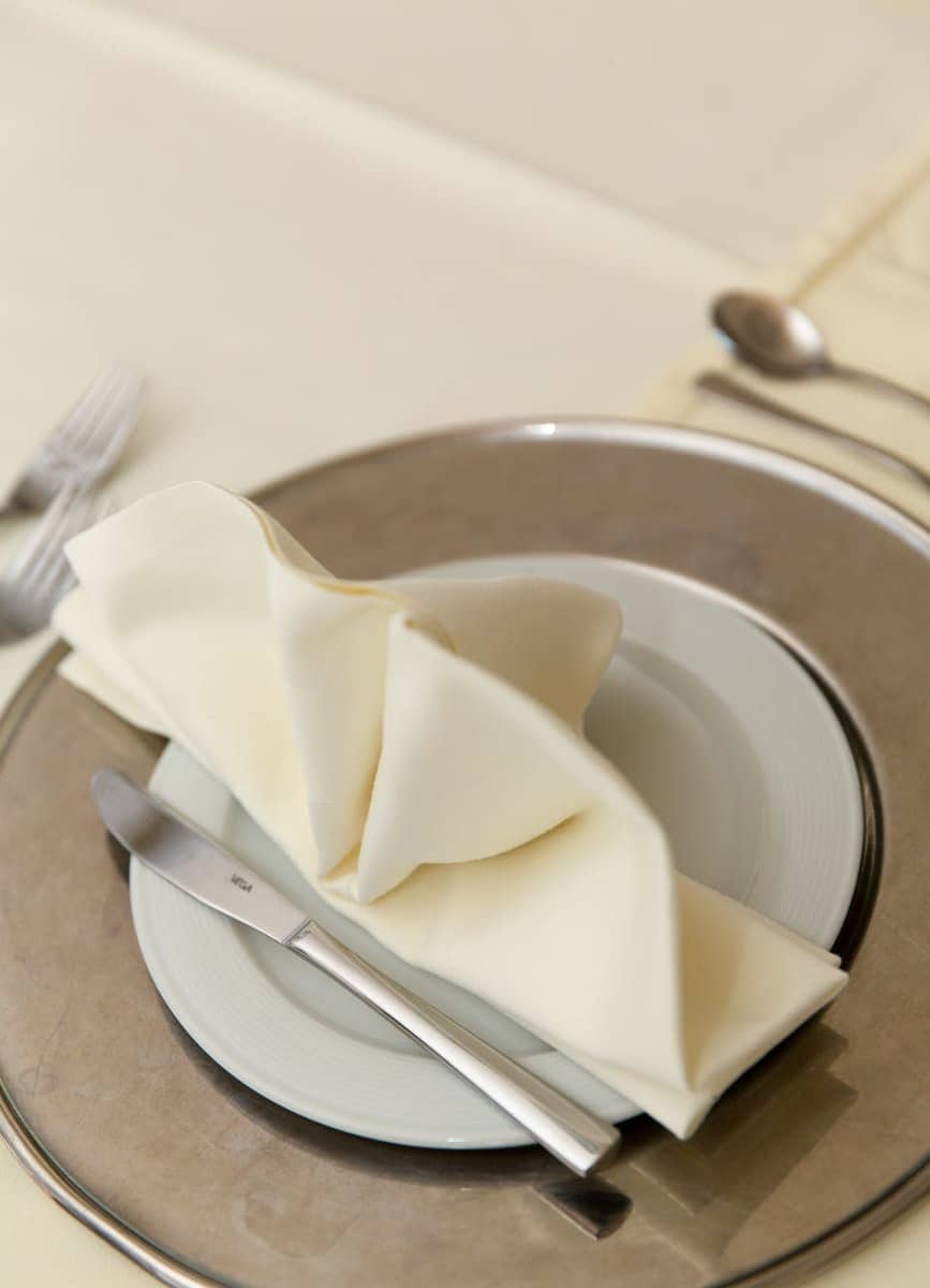 white tissue paper on silver round plate