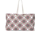 Weekender Tote Bag With Rope Handles + Lined Interior | Pink Pinwheels