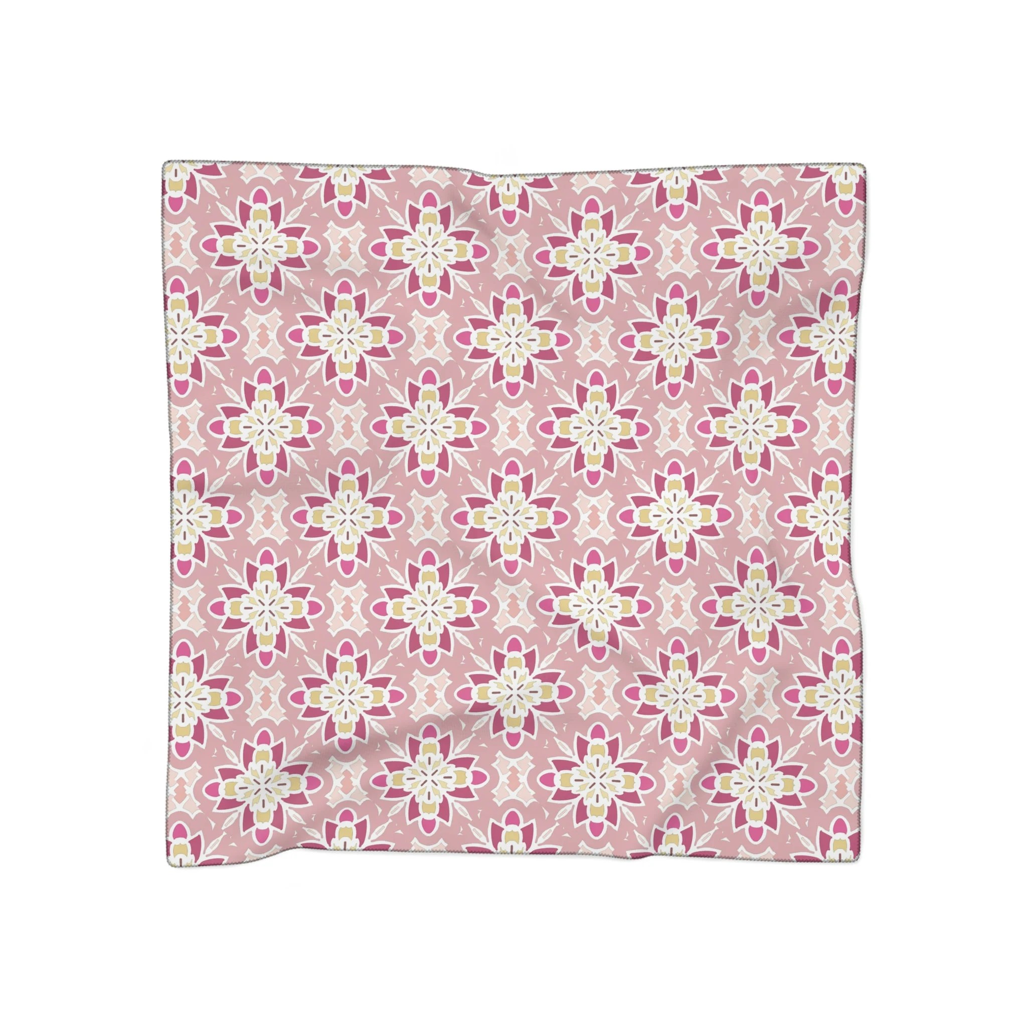 25 Inch Square Scarf Head Wrap or Tie | Silky Soft Poly Chiffon Material | Pink Pinwheels v2