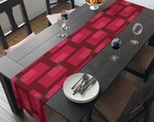 90" Long Table Runner Polyester | Modern Red Green Christmas | Cater Your Holiday Table To Party With Style