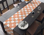 72 Inch Long Table Runner Polyester | Halloween Pumpkin White