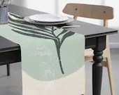 Modern Table Runner With Seasonal Theme  | Green Goddess Garden Design | 90 Inches Long