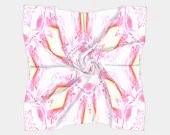 50 Inch Square Scarf Head Wrap or Tie | | Royal Pink Design | Silky Soft Chiffon Material
