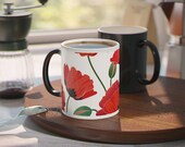 Color-Changing Mug | Red Poppies | 11 Ounces For Coffee Tea Or Cocoa