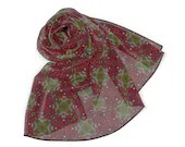 50 Inch Square Scarf Head Wrap or Tie |  | Silky Soft Chiffon Material |  Wear as a Shawl, Hijab or Handkerchief | Red Wine Color Design