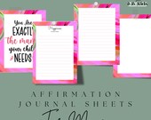 PRINTABLE Journal Sheets | Affirmations For Moms | PDF Download File | Create Your Own Self-Care | Inspirational | Motivational Words