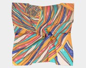 50 Inch Square Scarf Head Wrap or Tie | Pop Art Rainbow Colors | Silky Soft Chiffon Material