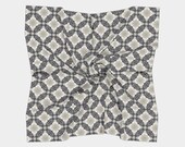 Square Scarf Head Wrap or Tie | | Geometric Beige Black Drift Lounge Design | Silky Soft Chiffon Material