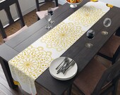 90" Long Table Runner | Diwali White |  Polyester