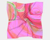 Square Scarf Head Wrap or Tie | Silky Soft Chiffon Material | Pink Abstract Art
