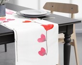 Modern Table Runner With Seasonal Theme  | 90 Inches Long | Heart Vines Valentine Design