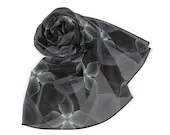 50 Inch Square Scarf Head Wrap or Tie |  | Silky Soft Chiffon Material |  Wear as a Shawl, Hijab or Handkerchief | Black White Color Design