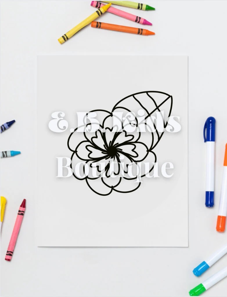 iPad Coloring Book Page | Hand Drawn Flower, Use in Canva, or Ready-to-print Digital, One (1) 8.5x11 Page For Family Craft Time