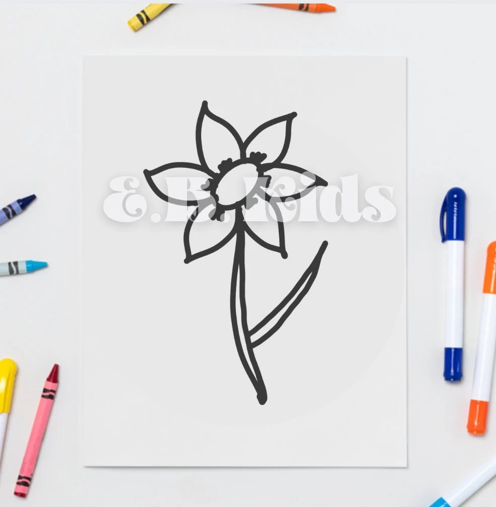 iPad Coloring Book Page | Hand Drawn Flower, Use in Canva, or Ready-to-print Digital, One (1) 8.5x11 Page For Family Craft Time